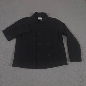 Billy Reid Sweater Mens L Black John Shawl Cardigan French Terry Double Breast